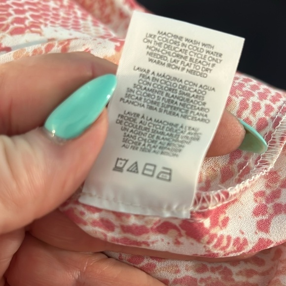 CAbi Bethany Blouse Snakeskin Python Print Pink Peach Balloon Sleeves Size Small - Picture 10 of 11